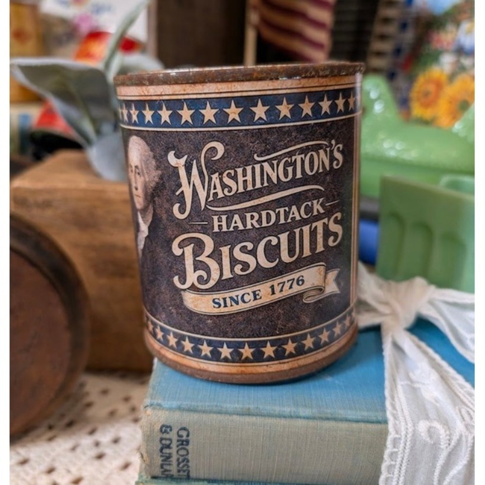 WASHINGTONS Hardtack BISCUITS Vintage Inspired Rusted Can - Pint (Blue Label)